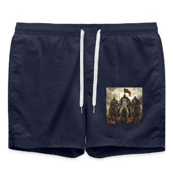 Ritter auf Pferd - Badeshorts - French Navy - Vorne - AI Model Male 185 light (185cm)