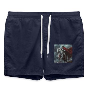 Ritter auf Pferd - Badeshorts - French Navy - Vorne - AI Model Male 185 light (185cm)