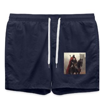 Ritter auf Pferd - Badeshorts - French Navy - Vorne - AI Model Male 185 light (185cm)