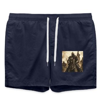 Ritter auf Pferd - Badeshorts - French Navy - Vorne - AI Model Male 185 light (185cm)