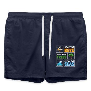 Rettet die Bienen Pflanzen Sie mehr Bäume säubern Sie die Meere - Badeshorts - French Navy - Vorne - AI Model Male 185 light (185cm)