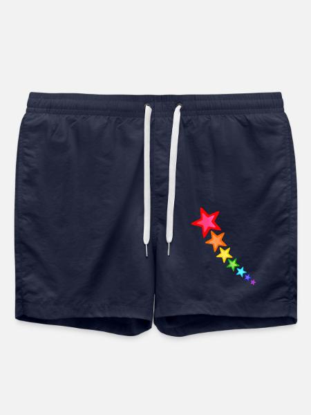 bunte Sterne in Regenbogen Farben - Badeshorts - French Navy