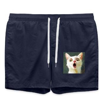 Weiße Katze - Badeshorts - French Navy - Vorne - AI Model Male 185 light (185cm)