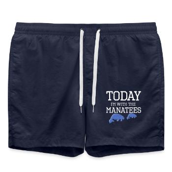 Today I'm vintage with the manatees - Swim Trunks - french navy - Front - AI Model Male 185 light (185cm)