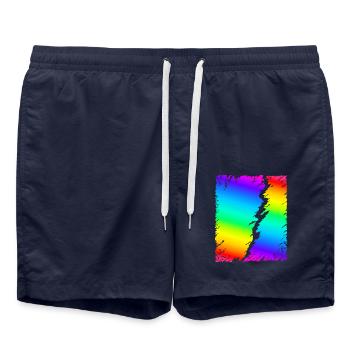 arc-en-ciel coloré - Short de bain - bleu marine - Devant - AI Model Male 185 light (185cm)