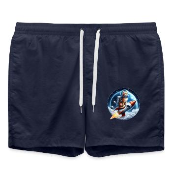 Chat astronaute - Short de bain - bleu marine - Devant - AI Model Male 185 light (185cm)