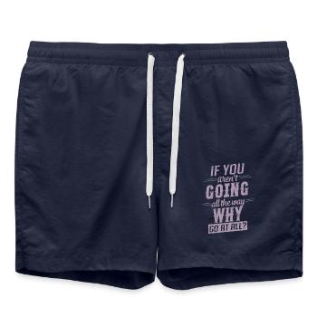 Motivation Spruch geh den ganzen Weg - Badeshorts - French Navy - Vorne - AI Model Male 185 light (185cm)