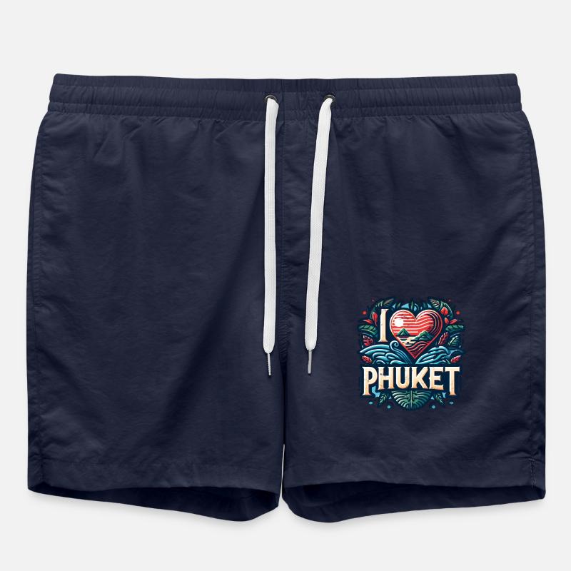 I love Phuket - Badeshorts - French Navy