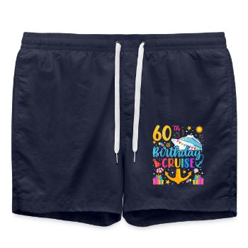 60th Birthday Cruise V3 - Swim Trunks - french navy - Front - AI Model Male 185 light (185cm)
