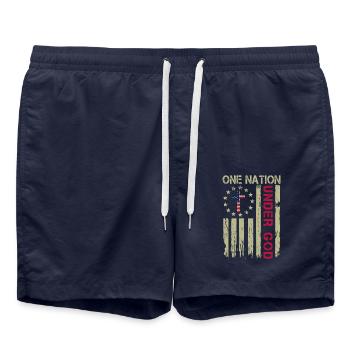Une nation sous Dieu - Short de bain - bleu marine - Devant - AI Model Male 185 light (185cm)