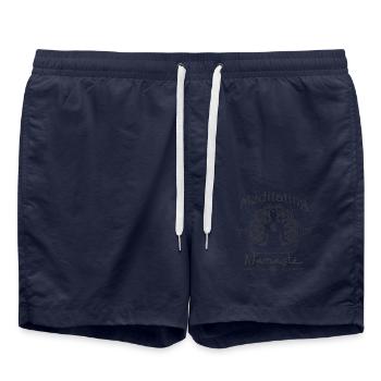 Meditating Since 2002 - 23 Years of Mindful Living - Swim Trunks - french navy - Front - AI Model Male 185 light (185cm)