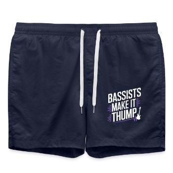 Bass Gitarrist Musiker Gear Funk Rock Jazz - Badeshorts - French Navy - Vorne - AI Model Male 185 light (185cm)