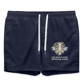 I Got These Muscles Writing Code for Nerd Geek - Swim Trunks - french navy - Front - AI Model Male 185 light (185cm)