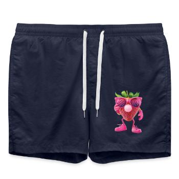 Erdbeere - Badeshorts - French Navy - Vorne - AI Model Male 185 light (185cm)