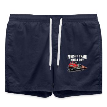 Trajet en train - aventure en locomotive - Short de bain - bleu marine - Devant - AI Model Male 185 light (185cm)