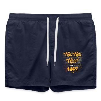 Hip-Hop Head Since 1967 - 58 Years of Rap & Rhymes - Swim Trunks - french navy - Front - AI Model Male 185 light (185cm)