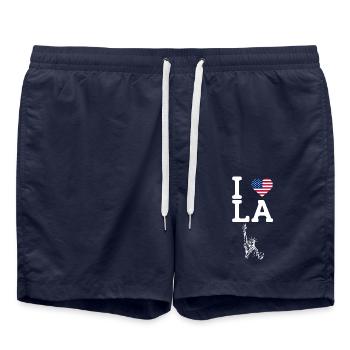 J’aime LA Cool Statue De La Liberté USA Coeur Drapeau - Short de bain - bleu marine - Devant - AI Model Male 185 light (185cm)