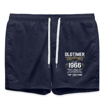 60. Geburtstag Oldtimer April Jahrgang 1966 - Badeshorts - French Navy - Vorne - AI Model Male 185 light (185cm)