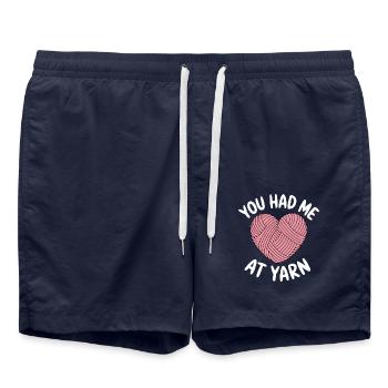 You Had Me At Yarn Knitting Needles CrafterFunny - Swim Trunks - french navy - Front - AI Model Male 185 light (185cm)