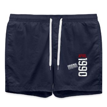 35th Birthday Gift Husband Original April 1990 - Swim Trunks - french navy - Front - AI Model Male 185 light (185cm)