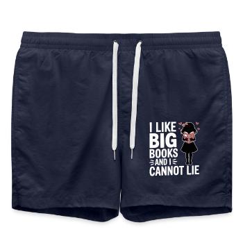 Ich mag große Bücher und ich kann nicht lügen, wenn ich in der Bibliothek lese - Badeshorts - French Navy - Vorne - AI Model Male 185 light (185cm)