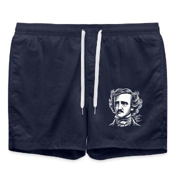 Edgar Allan Poe Littérature gothique Fan Poésie sombre - Short de bain - bleu marine - Devant - AI Model Male 185 light (185cm)