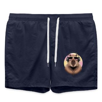 Cooles Capybara Mit Kopfhörern Und Sonnenbrille - Badeshorts - French Navy - Vorne - AI Model Male 185 light (185cm)