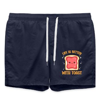 Das Leben ist besser mit Toast - Badeshorts - French Navy - Vorne - AI Model Male 185 light (185cm)