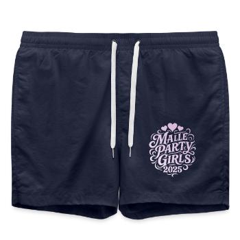Malle 2025 Party Mädchen Team - Badeshorts - French Navy - Vorne - AI Model Male 185 light (185cm)