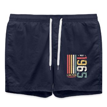 60th Birthday Original May Born 1965 - Swim Trunks - french navy - Front - AI Model Male 185 light (185cm)