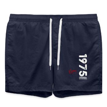 50. Geburtstag Original Mai Jahrgang 1975 - Badeshorts - French Navy - Vorne - AI Model Male 185 light (185cm)