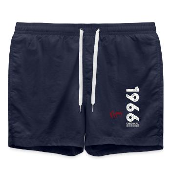 60th Birthday Original May Vintage 1966 - Swim Trunks - french navy - Front - AI Model Male 185 light (185cm)