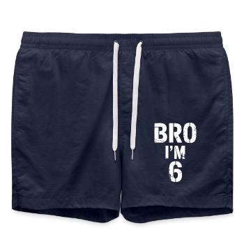 Bro, ich bin 6 – Coole Geburtstags-Design - Badeshorts - French Navy - Vorne - AI Model Male 185 light (185cm)