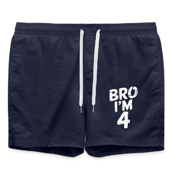 Bro, ich bin 4 – Coole Geburtstags-Design - Badeshorts - French Navy - Vorne - AI Model Male 185 light (185cm)