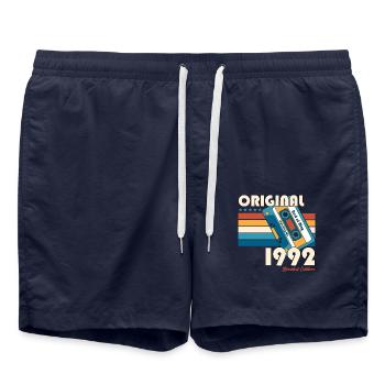 33rd Birthday Gift Husband Cassette May 1992 - Swim Trunks - french navy - Front - AI Model Male 185 light (185cm)