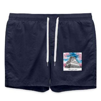 Château de Himeji, Japon - Short de bain - bleu marine - Devant - AI Model Male 185 light (185cm)