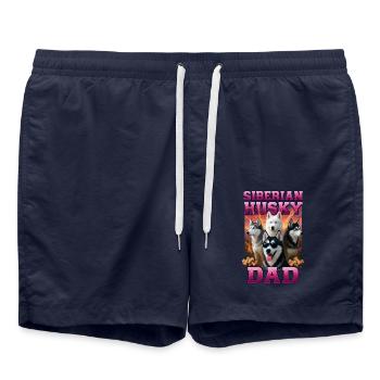 Sibirischer Husky - Badeshorts - French Navy - Vorne - AI Model Male 185 light (185cm)