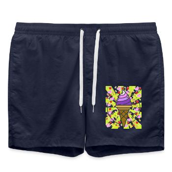 Eiskrem Kinder Teenie Eiscrem Kind Retro 80er - Badeshorts - French Navy - Vorne - AI Model Male 185 light (185cm)