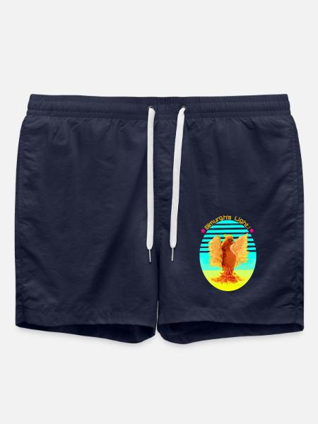 An Orange Cyber Bird Shining With Lemon Light - Swim Trunks - french navy