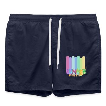Summer Vibes Only | Tropical Beach T-Shirt - Short de bain - bleu marine - Devant - AI Model Male 185 light (185cm)
