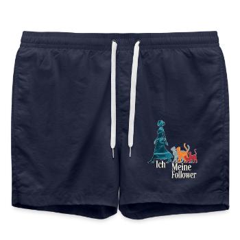 Ich & meine Follower – Katzenhumor Design - Badeshorts - French Navy - Vorne - AI Model Male 185 light (185cm)