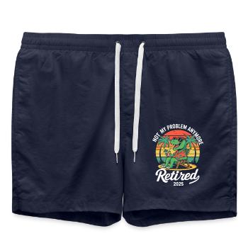 Not My Problem Anymore Retired 2025 Dinosaur - Swim Trunks - french navy - Front - AI Model Male 185 light (185cm)