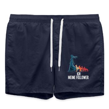 Me & My Followers – Dog Humor Design - Swim Trunks - french navy - Front - AI Model Male 185 light (185cm)