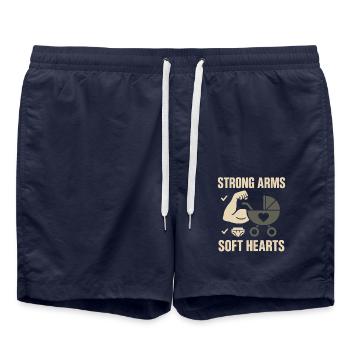 Kinderzimmervater Vaterschaft Pride - Badeshorts - French Navy - Vorne - AI Model Male 185 light (185cm)