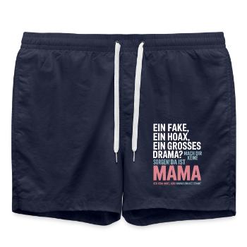 Da ist Mama – Heldin im Reimchaos - Badeshorts - French Navy - Vorne - AI Model Male 185 light (185cm)