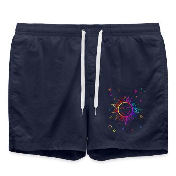 lächelnde Sonne Farbverlauf Regenbogen - Badeshorts - French Navy - Vorne - AI Model Male 185 light (185cm)