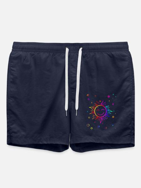 Smiling Sun Gradient Rainbow - Swim Trunks - french navy