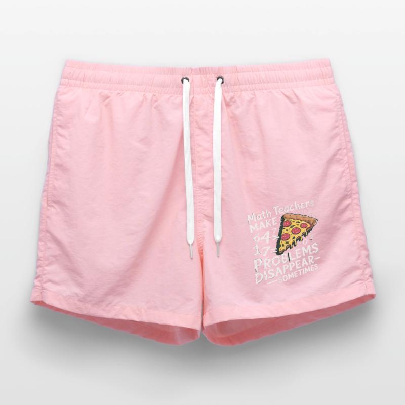 Funny Math Teacher Design Pizza & Problem Solving Swim Trunks