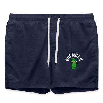 Dill With It Cool Gurke Lustiges Spruch Motiv - Badeshorts - French Navy - Vorne - AI Model Male 185 light (185cm)