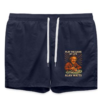 Alan Watts Jeu d’art de la vie - Short de bain - bleu marine - Devant - AI Model Male 185 light (185cm)